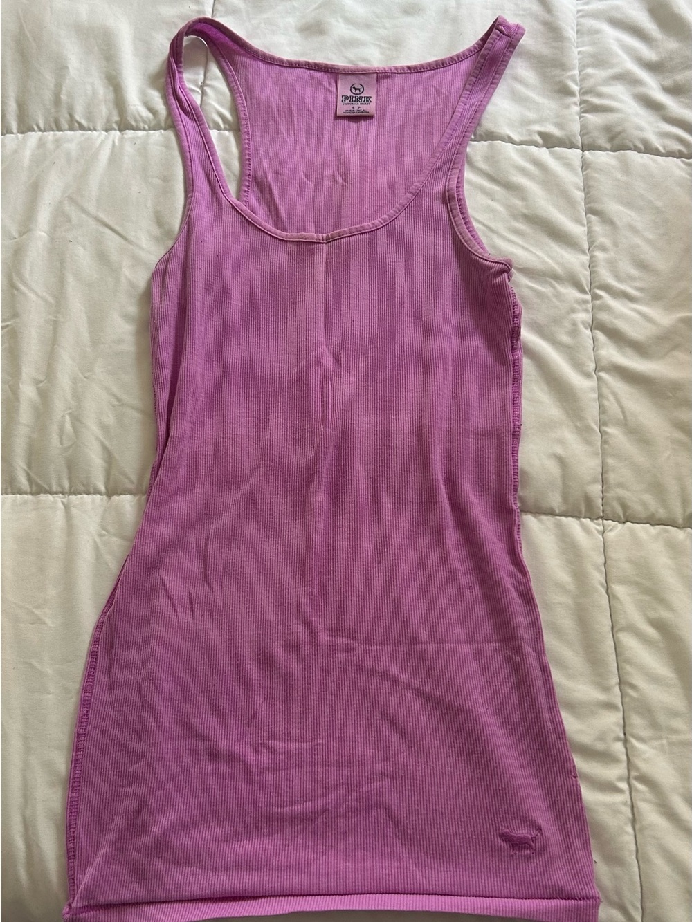 PINK Victoria's Secret Ribbed Tank Top in Fuchsia Pink